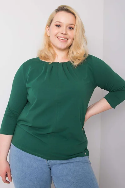 Tmavě zelená plus size bavlněná halenka Fashionhunters