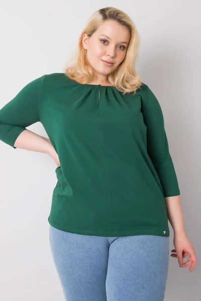 Tmavě zelená plus size bavlněná halenka Fashionhunters