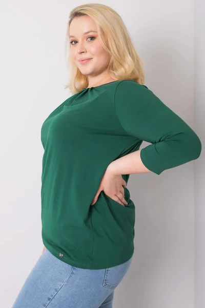 Tmavě zelená plus size bavlněná halenka Fashionhunters