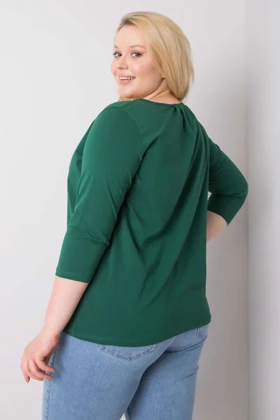 Tmavě zelená plus size bavlněná halenka Fashionhunters