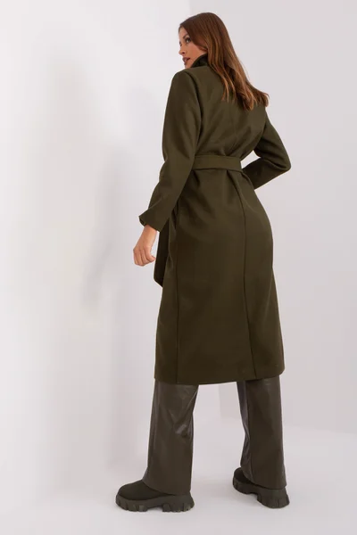 Dámský khaki dlouhý kabát s páskem OH BELLA by Fashionhunters