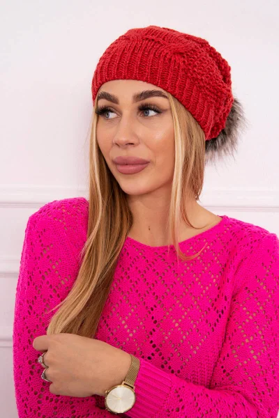 Fleecová dětská čepice s bambulí Raspberry K-Fashion