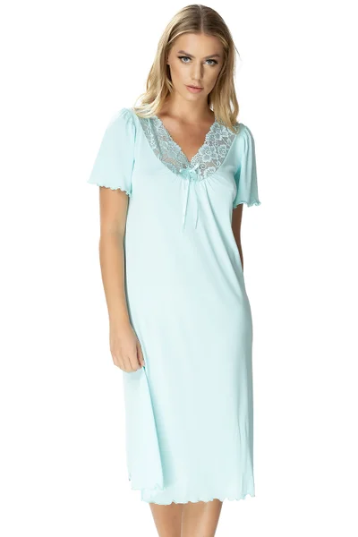 Noční šaty Doris s špičatým výstřihem v barvě máty