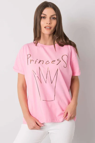 Dámské růžové bavlněné tričko s potiskem FPrice