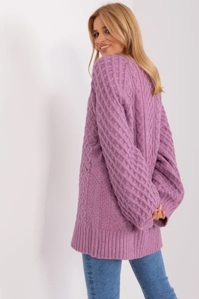 Kostkovité fialové pletené šaty FPrice