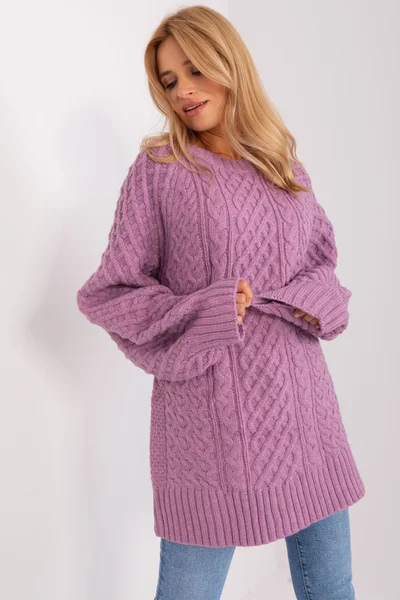 Kostkovité fialové pletené šaty FPrice