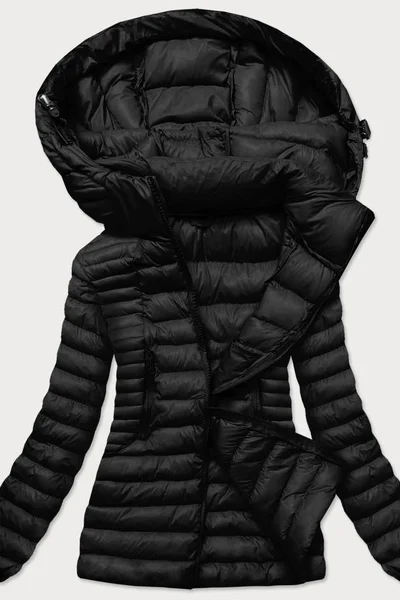 Černá dámská bunda na zimu s kapucí a péřovou výplní J.STYLE