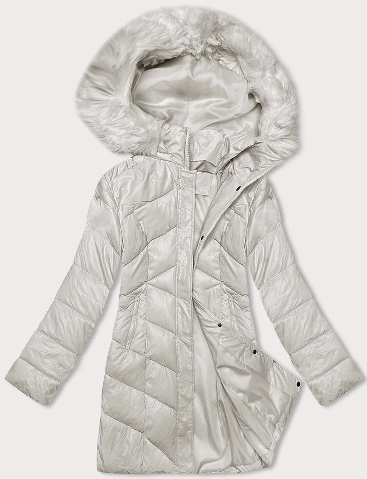 Zimní bunda pro ženy s kapucí v ecru od Z-DESIGN, odcienie bieli S (36) i392_23011-46