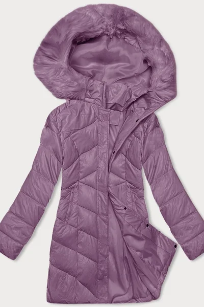 Zimní fialová péřová bunda s kapucí od Z-DESIGN
