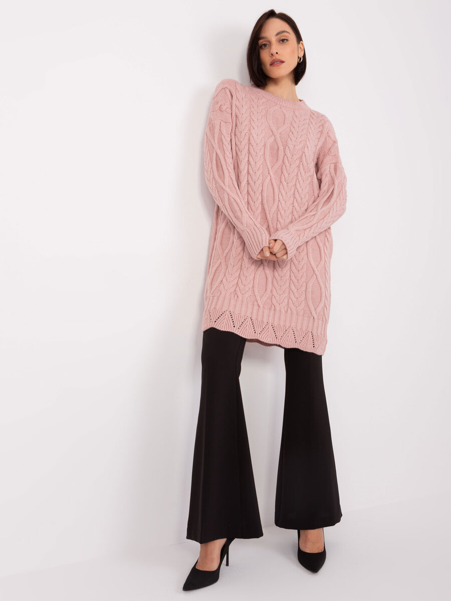 Růžové pletené šaty pro ženy - Městský styl, jedna velikost i523_2016103475063