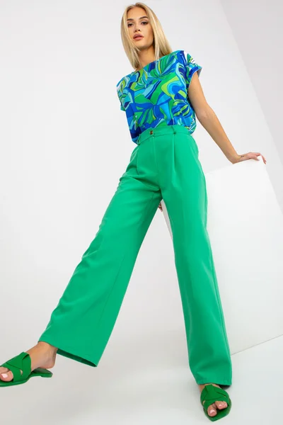 Zelené zvonové kalhoty pro dámy - Elegantní FPrice