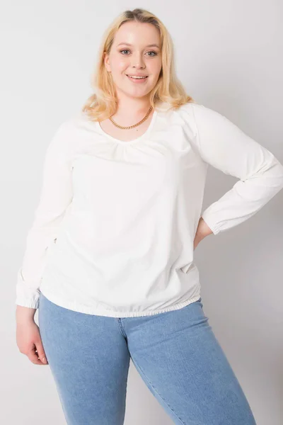 Větší dámská bavlněná halenka ecru Fashionhunters