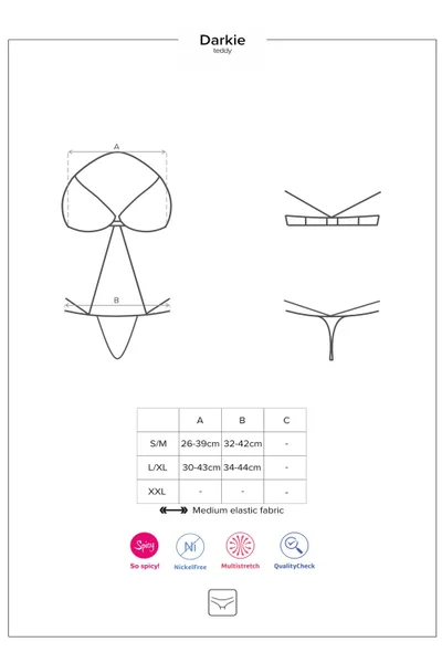 Černé Erotické Body s Pásky - Obsessive