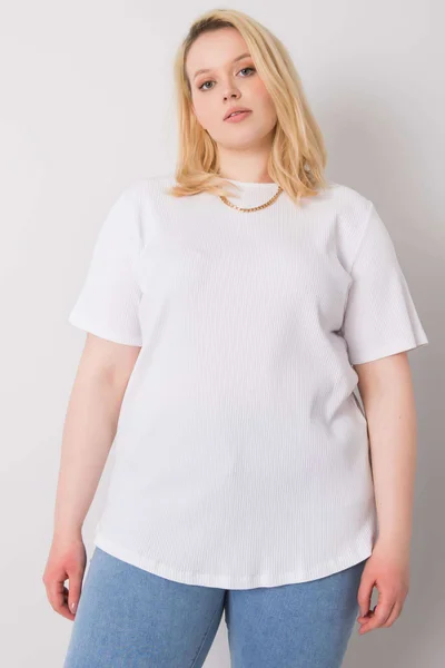 Fashionhunters Bílá Oversize Proužkovaná Dámská Halenka