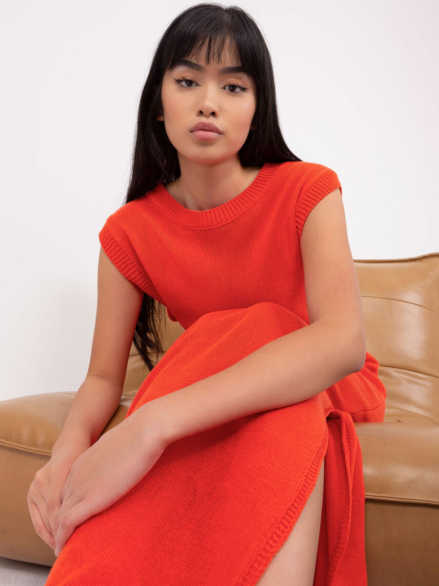 Oranžová pletená vesta s šaty - Letní ležérní styl, jedna velikost i523_2016103408962