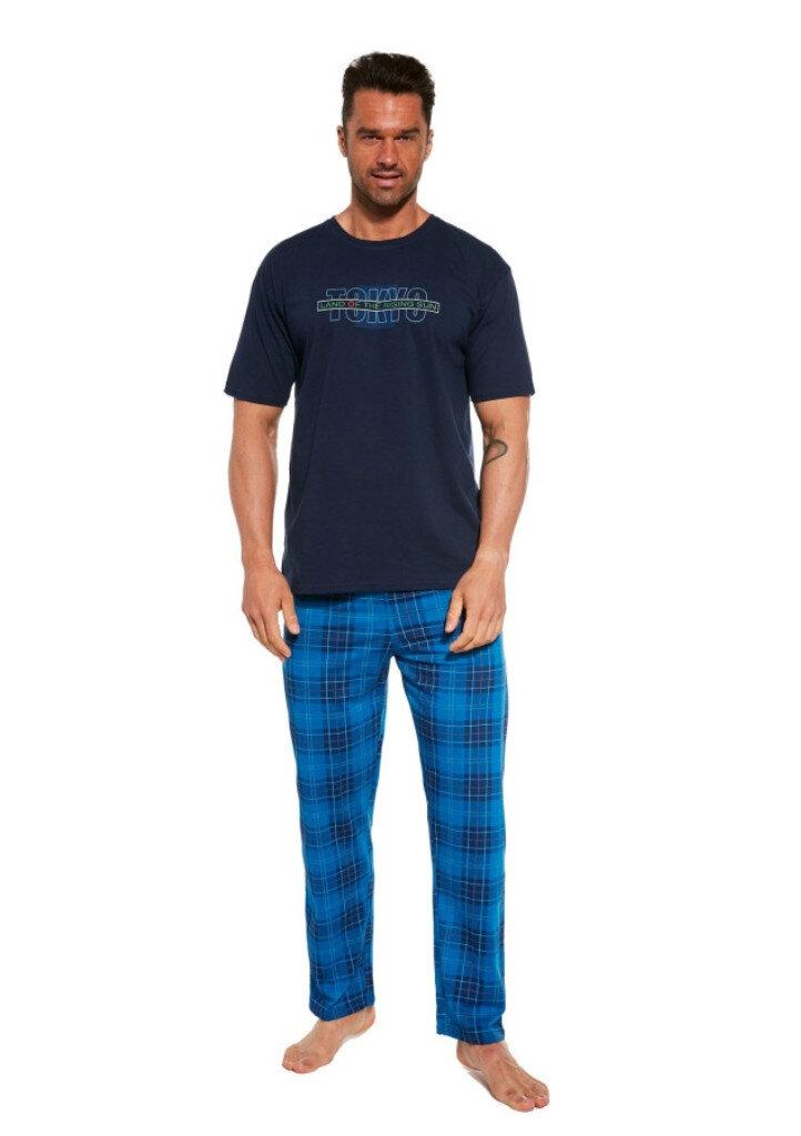 Mužské pohodlné bavlněné pyžamo s potiskem od Cornette, Tm. modrá XL i321_72434-448330