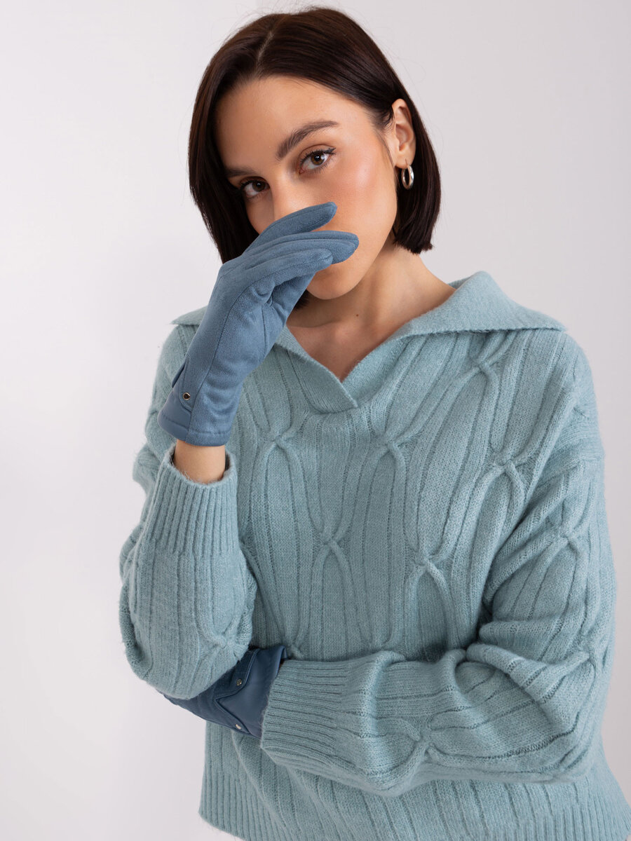 Špinavě modré rukavice s vložkami z ekologické kůže FPrice, L/XL i523_2016103483440