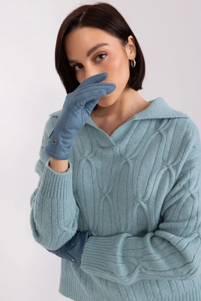 Špinavě modré rukavice s vložkami z ekologické kůže FPrice