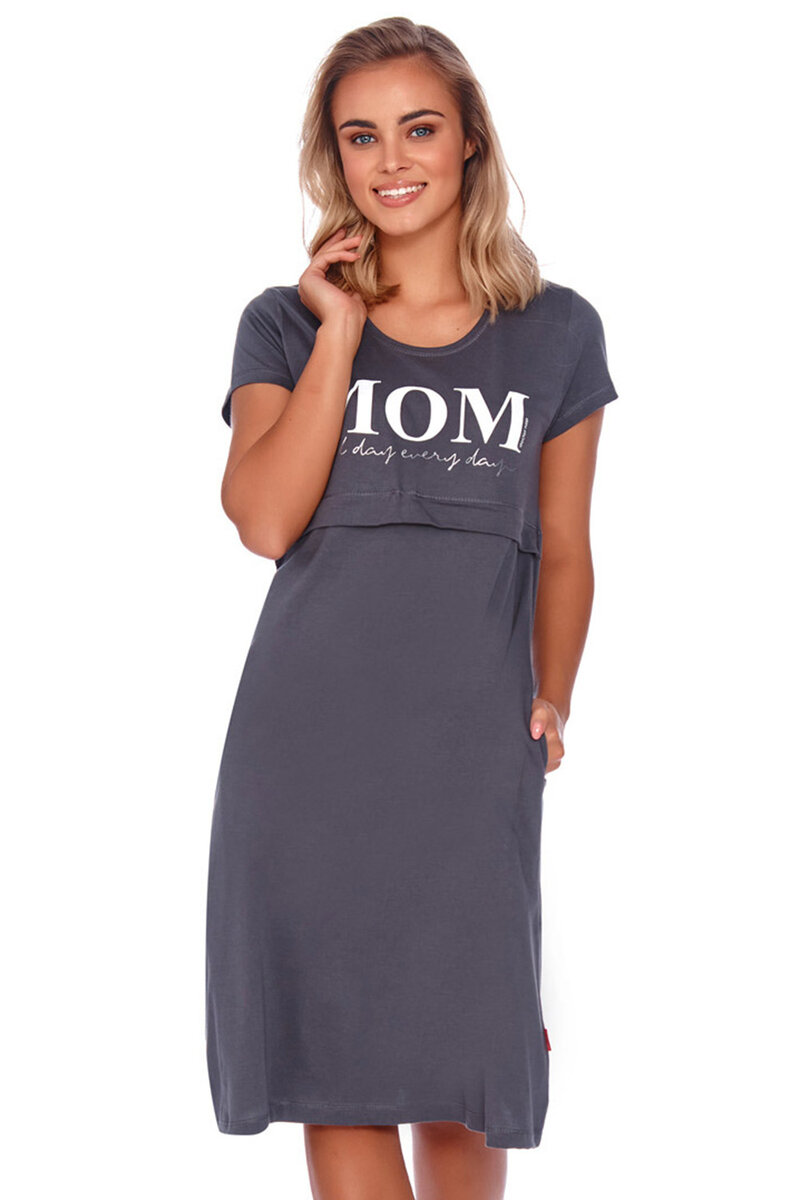 Těhotenská noční košile ze 100% bavlny Dn-nihtwear grafitová, S i510_38902413596