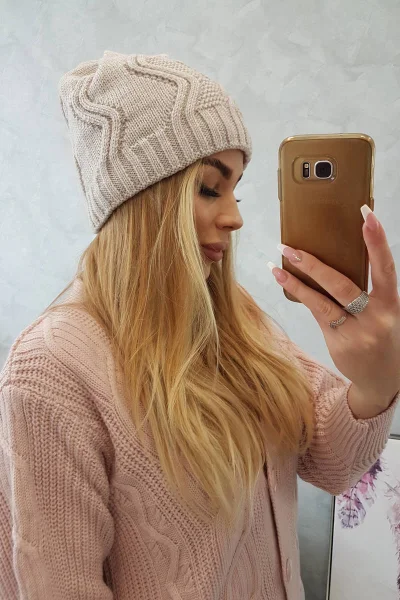 Fleecová dětská čepice light beige K-Fashion