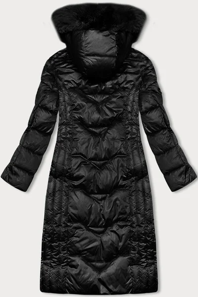Černá bunda na zimu s odnímatelnou kožešinou a kapucí S'WEST