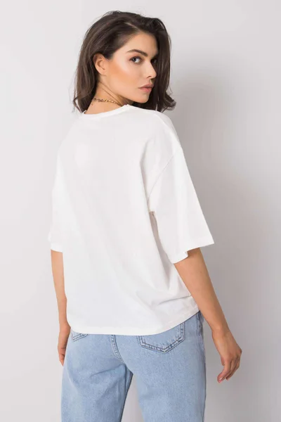 Dámské bílé bavlněné tričko s potiskem FPrice