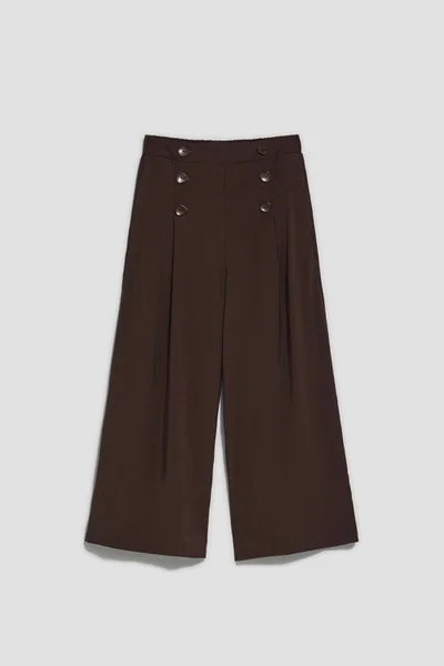 MOODO Dámské hnědé viskózové culottes s knoflíky