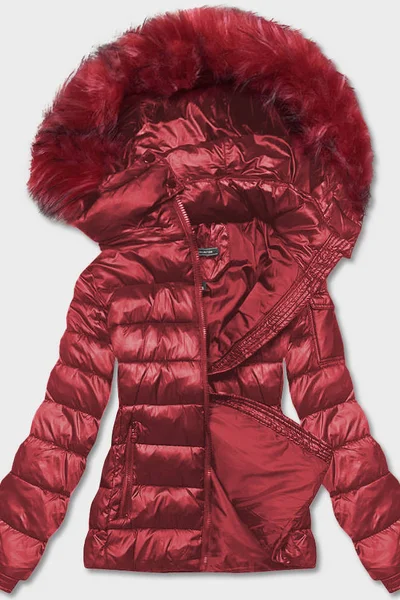 Zimní červená bunda s kapucí pro ženy - W COLLECTION