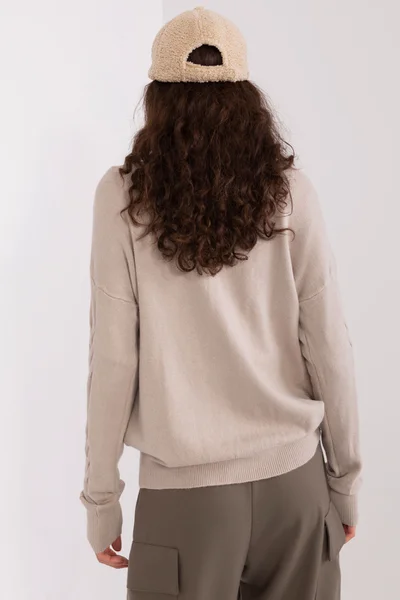 Plédový béžový svetr s honítky - Elegantní Beige