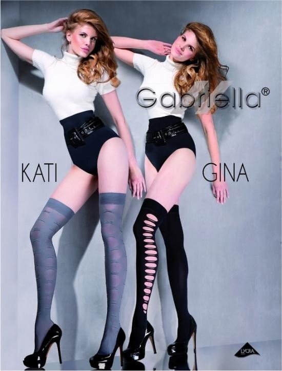 Geometrické dámské nadkolenky Kati - Gabriella, tmavě šedá 1/2 i10_P18453_1:2270_2:591_
