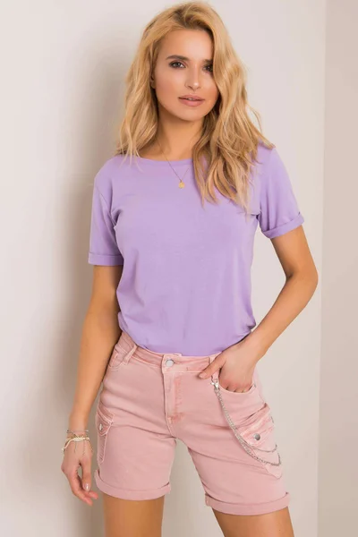 Dámské základní fialové tričko s výstřihem na zádech FPrice