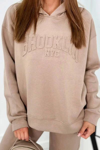 Zateplená bavlněná souprava Brooklyn - tmavě béžová K-Fashion