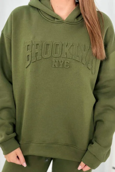 Zateplená souprava Brooklyn khaki – mikina a kalhoty K-Fashion