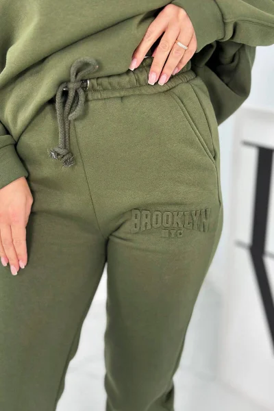 Zateplená souprava Brooklyn khaki – mikina a kalhoty K-Fashion