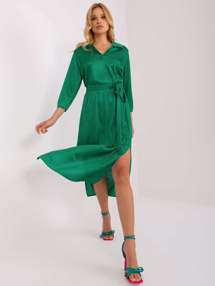 Zelené koktejlové šaty s páskem - Elegantní LK SK od FPrice, M i523_2016103411177
