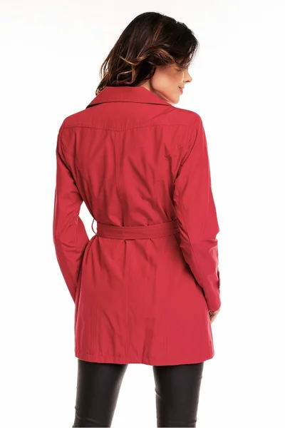 Červený dámský kabát s límcem - Podzimní klenot