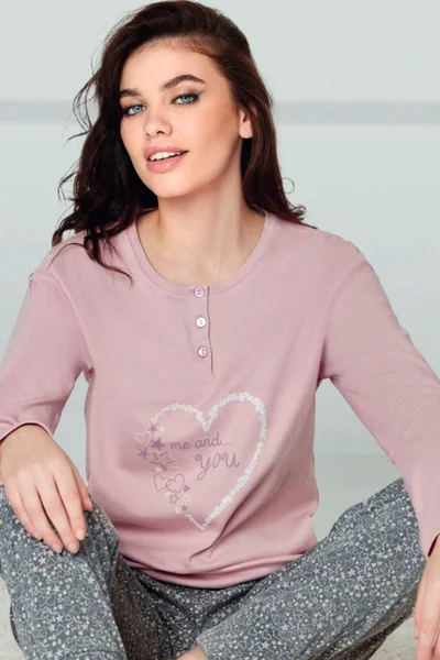 Růžové pohodlné pyžamo pro ženy Infiore