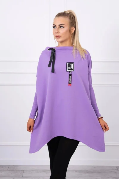 Dámská Fialová Oversize Mikina s Asymetrickými Boky K-Fashion