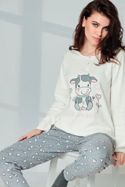 Krémová pohodlnost - Dámské bavlněné pyžamo od Infiore