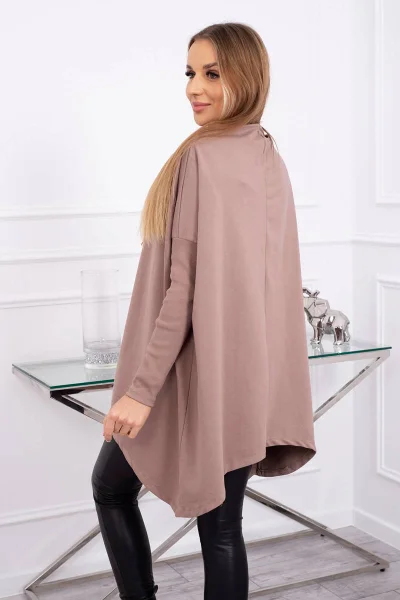 Dámská Oversize Mikina Asymetrická Mocca K-Fashion