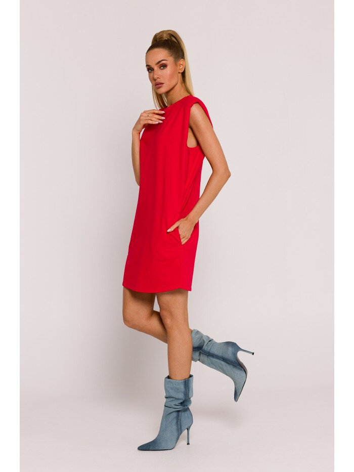 Červené Mini šaty s vycpávkami na ramenou - Moe Lux, EU S i529_1442559536291389969