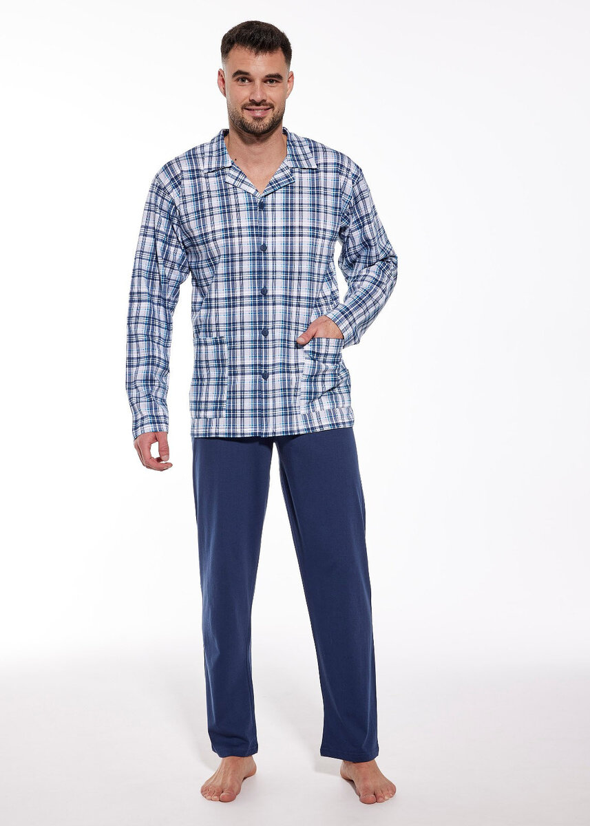 Kostkované pyžamo pro muže s zipem Cornette, grafit L i384_84658253