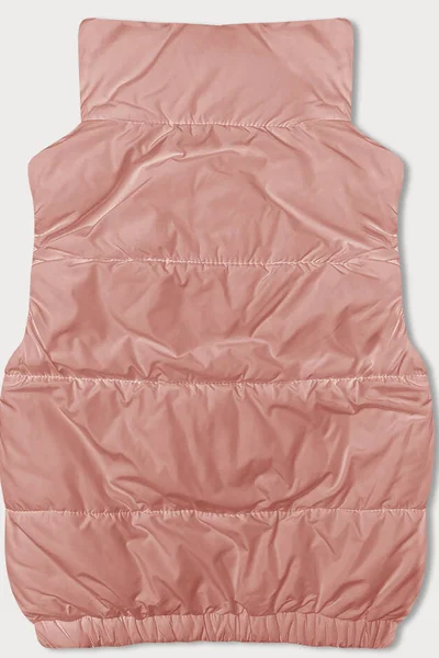 Růžová péřová vesta s gumovými lemiky J.STYLE