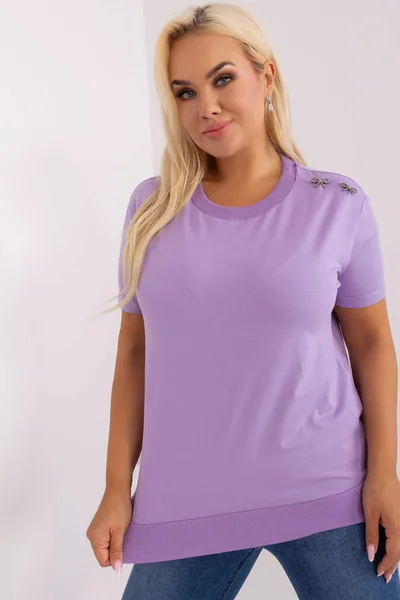 Brožovaná fialová plus size dámská halenka - Letní návrh FPrice