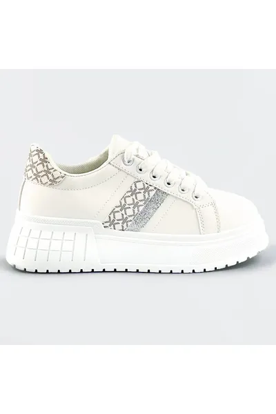 Dámské bílé tenisky sneakers s vysokou podrážkou V059Q Mix Feel
