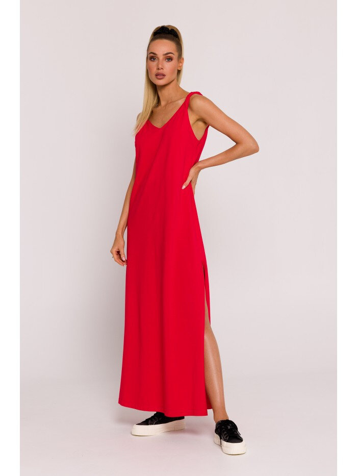 Červené Maxi šaty s hlubokým V-výstřihem - Moe Lux, EU S i529_948079327795425794
