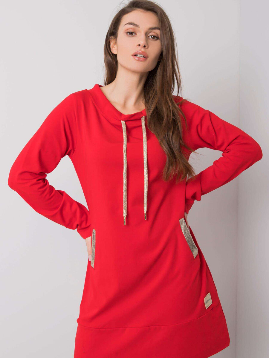 Červené bavlněné šaty FPrice, S/M i523_2016102788478
