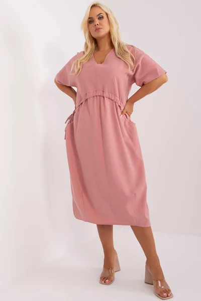 Špinavě růžové plus size midi šaty od ZULUNA