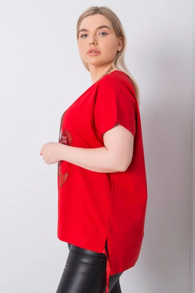 Červená oversize halenka s krystaly Fashionhunters