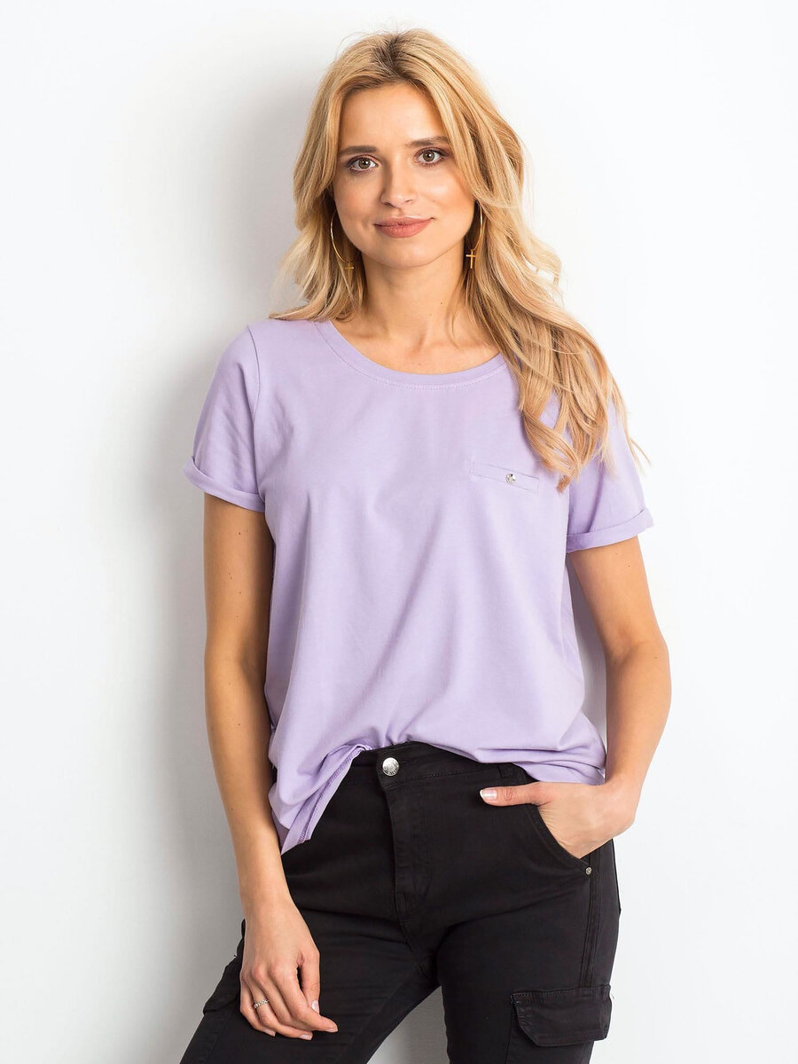 Dámské základní světle fialové bavlněné tričko pro ženy FPrice, XS i523_2016102217831